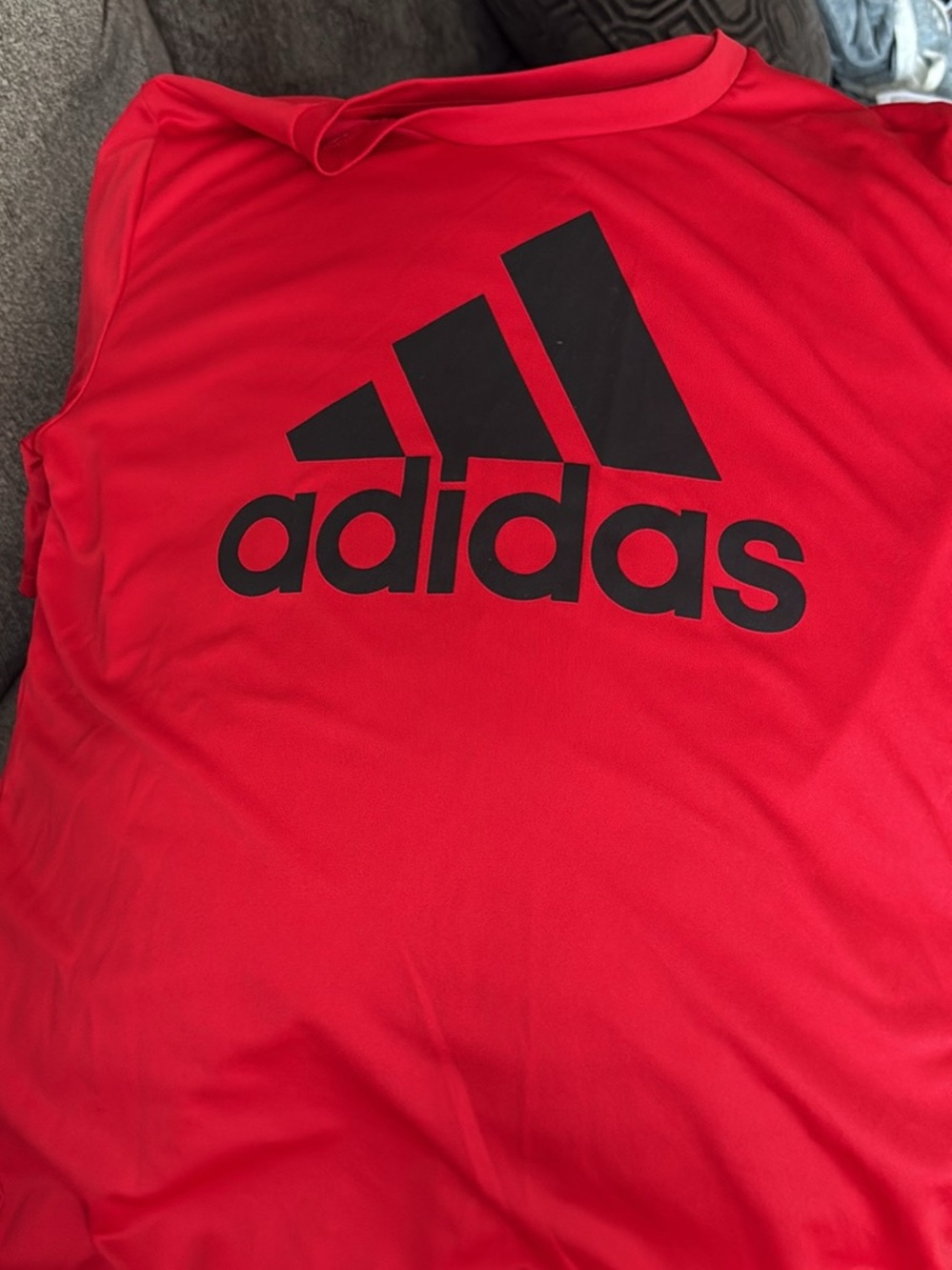 Boys Adidas Red T-Shirt with Black Logo
